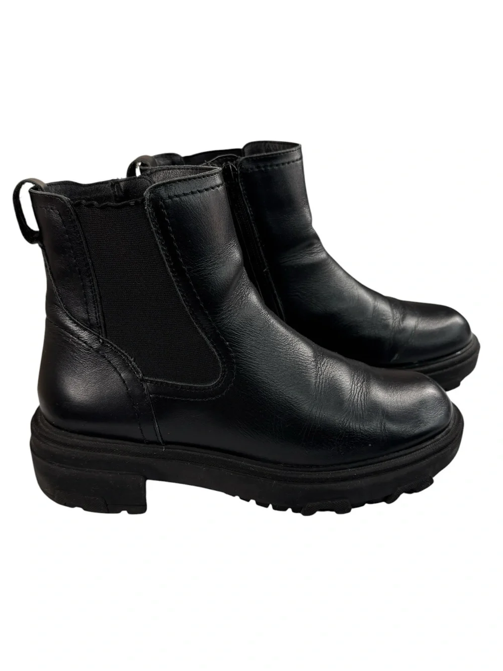 House of Harlow 1960 Righteous Black Leather Lug Chelsea Boots 7.5